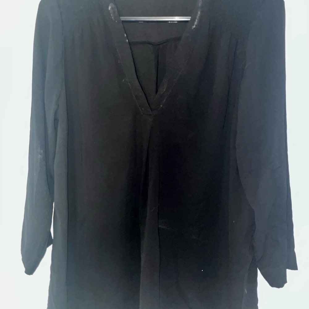 a.n.a Black V-Neck Blouse